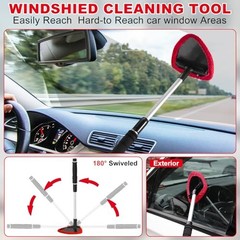 Windshield Cleaner Tool, 17Pcs Car Interior Cleaning Kit, Car Detailing Kit Red