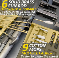 Universal Gun Cleaning Kit with Mat & Case, Brass Jags, Rods, All Calibers