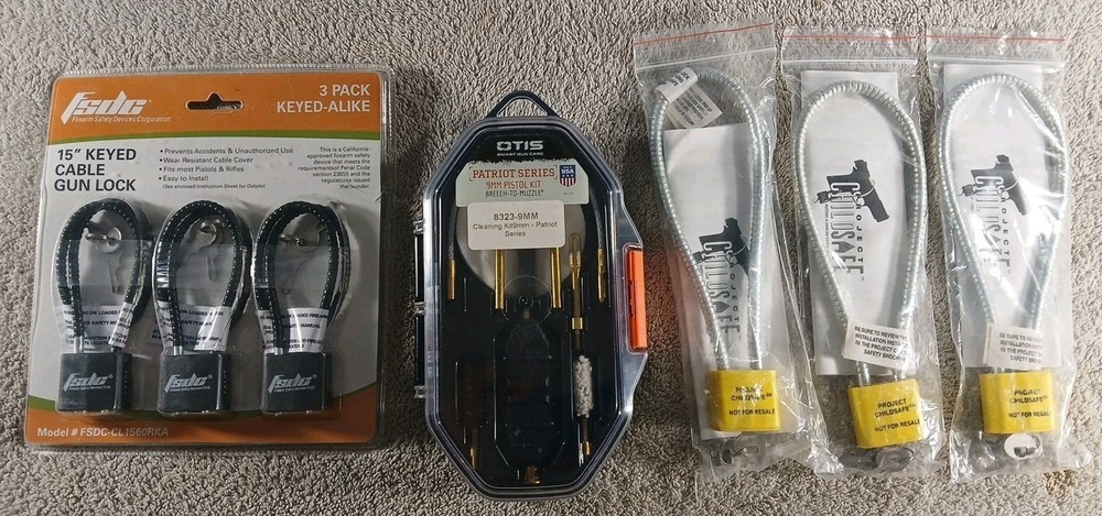 Otis Patriot Series Pistol Cleaning Kit 9mm with 6 Cable Gun Locks Free Shipping