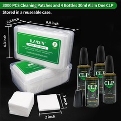3000PCS Gun Cleaning Patches+ 4 Bottles CLP Oil (120ml),2″x2″ Lint Free Gun C…