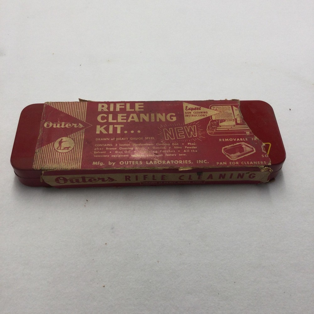 Vintage Outers Rifle Cleaning Kit No 477 Red Metal Case Gunslick Tin Hunting