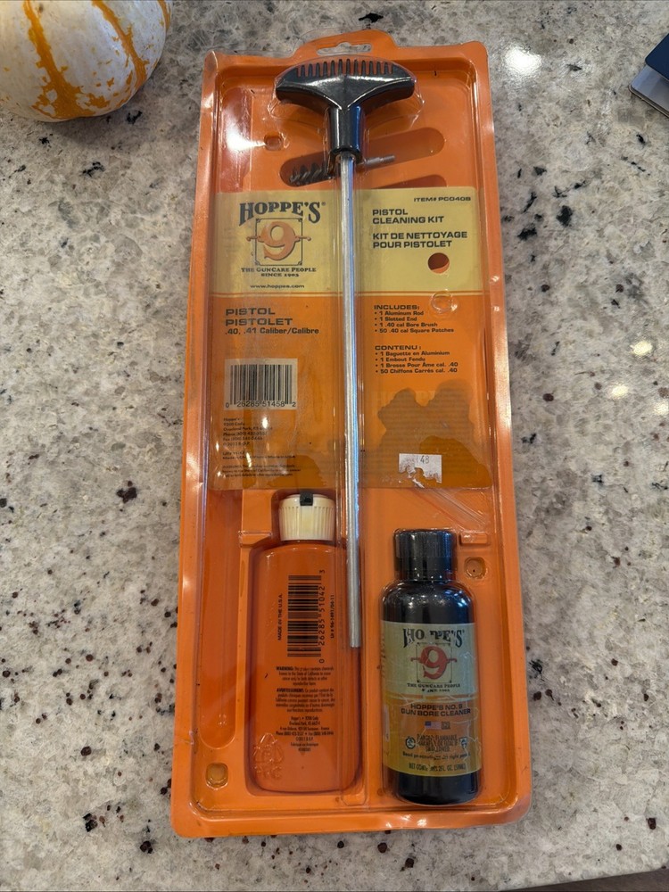 Gun Cleaning Kit for .40, .41 Caliber Pistol Cleaner, Rod, Lube, Brush, Patches