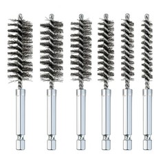 Versatile 6 Pcs Bore Brushes with 1/4” Hex Shank for Efficient Rust Removal
