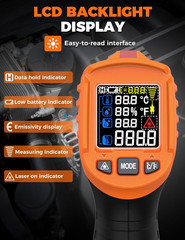 4 in 1 Temperature Gun 4 Types of Alarm Setting,-58-1472°F Measure Infrared/Amb