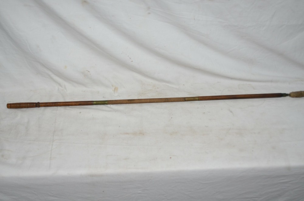 Wood Brass Cleaning Rod Gun Rifle Shotgun Barrel Wadding 3 Piece Wooden Vintage