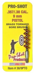 Pro-Shot Tornado Bore Brush For .357 /.38 /9 mm Pistol 8-32 Brass 389PTO
