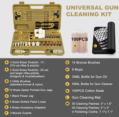Universal Gun Cleaning Kit with Mat & Case, Brass Jags, Rods, All Calibers
