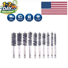 10 Pcs Stainless Steel Bore Brush Set for Powerful Rust Removal – 1/4 Inch Hex