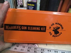 Vintage Marbles Gun Cleaning Kit NITRO SOLVENT LEAD TOP Oil Tin Pad Box Full ROD