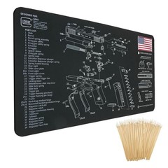 Gun Cleaning Mat for Glock – 24″ x12″ Black (with 6″ Swabs)