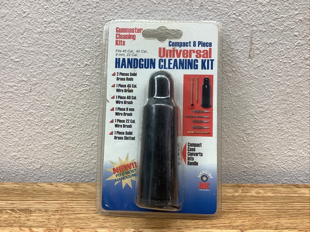 8 Piece Compact Universal Handgun Cleaning Kit, with Solid Brass Rod