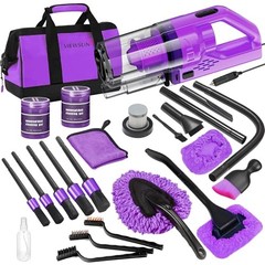 Car Cleaning Kit Car Interior Detailing Kit with High Power 17PCS Purple