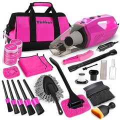 Car Cleaning Kit, Car Vacuum Detailing Kit Interior with High Power Pink