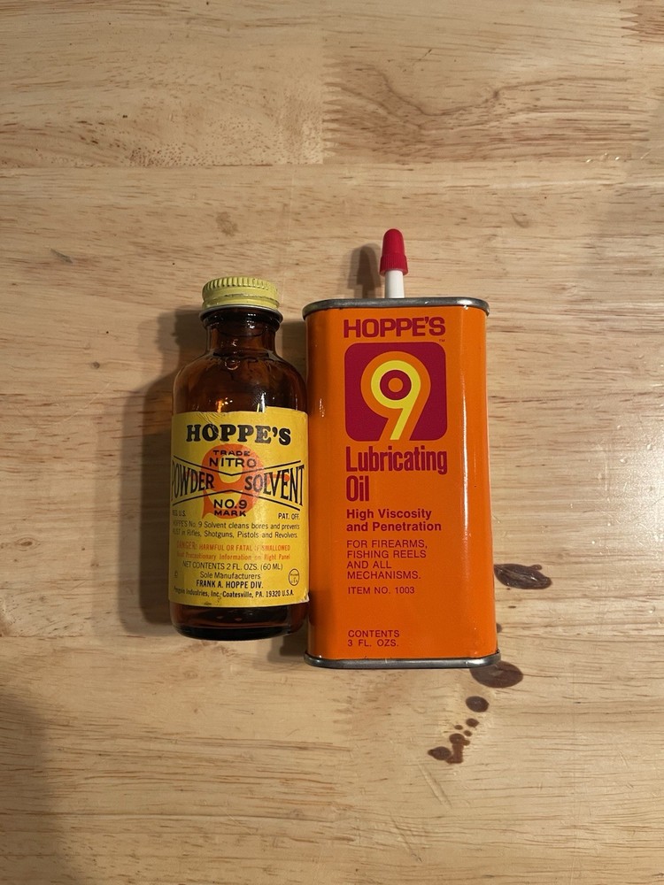 Vintage Hoppe’s 9 Oil Can / Glass Hoppe’s 9 Glass Solvent Bottle