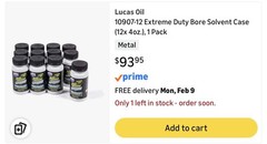Lucas Oil 10907-12 Extreme Duty Bore Solvent Case (12x 4oz.), 1 Pack