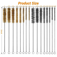 16Pcs Tube Cleaning Brush, Brass Stainless Steel Engine Cleaning