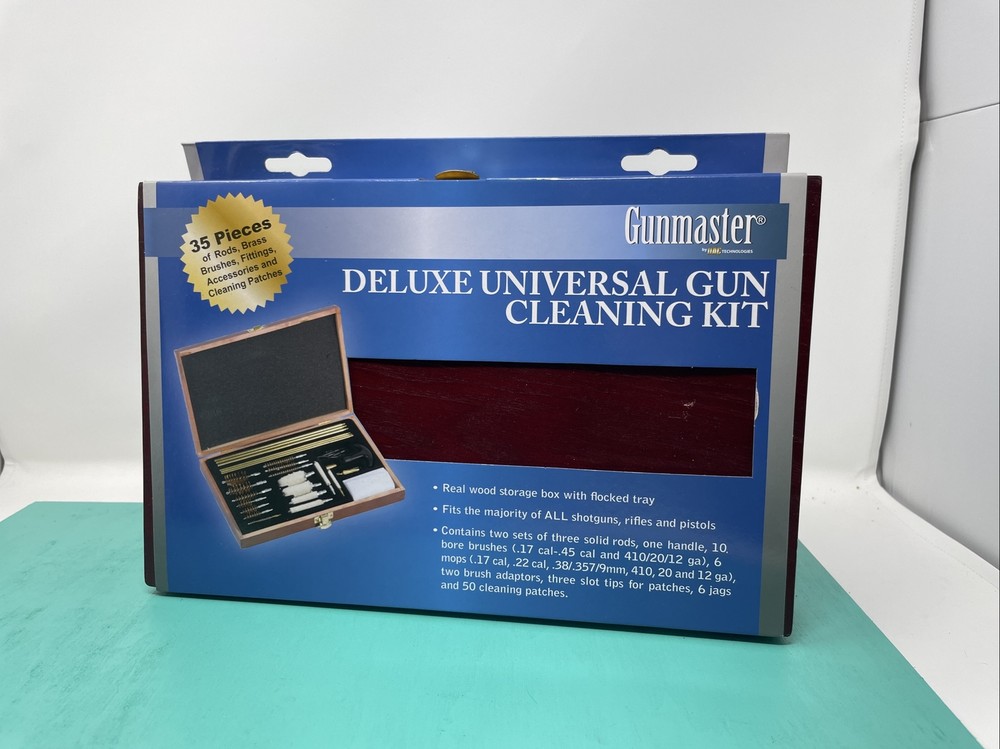Gunmaster 35 Piece Universal Gun Cleaning Kit Wood Case