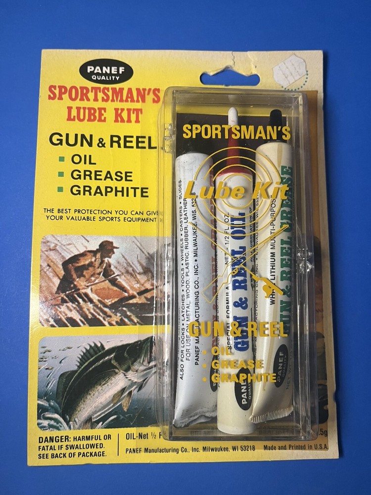 Vintage Panef Quality Gun & Fishing Reel Sportsmans Lube Kit Oil Grease Graphite