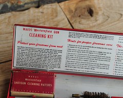 Vintage INCOMPLETE Wards Western Field Gun Shotgun Cleaning Kit in Red Metal Box