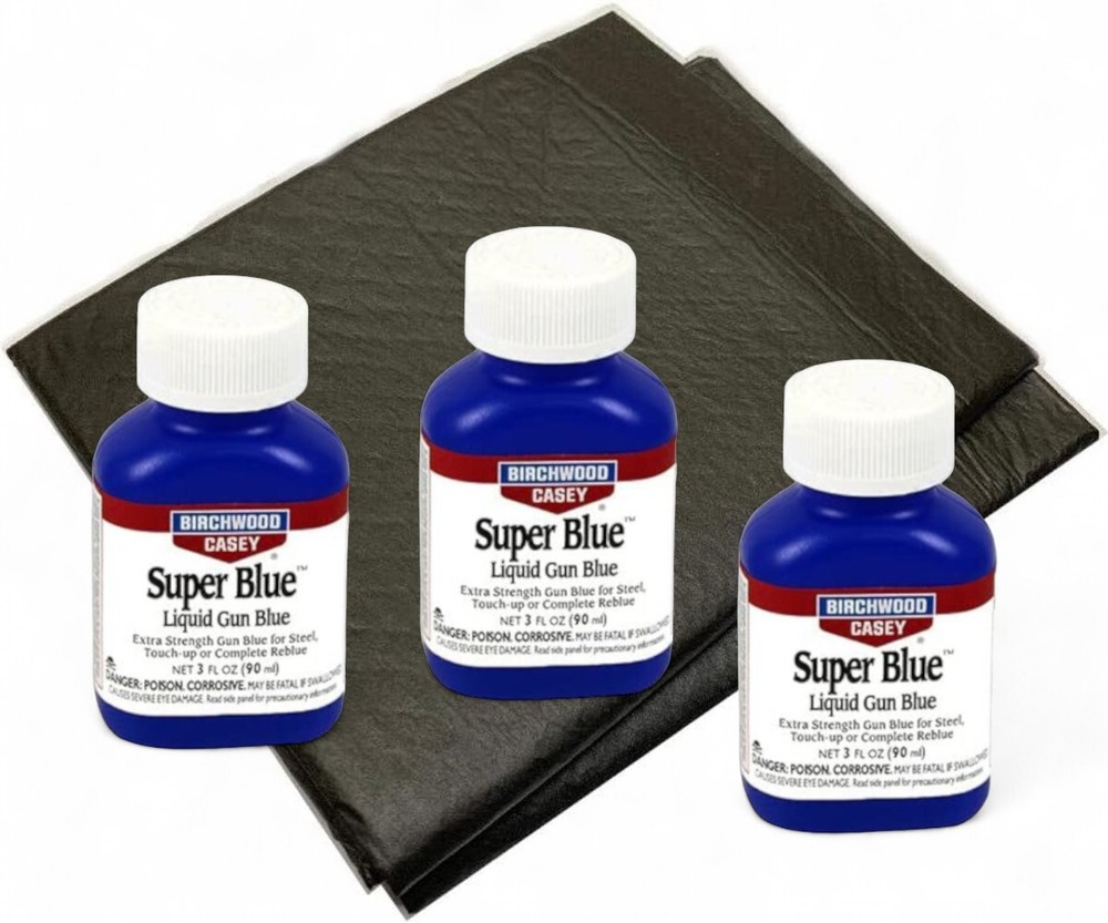 Birchwood Casey Super Blue Liquid x 3 with Four Absorbent Pads for Cold Bluing