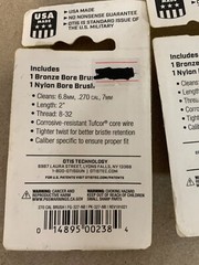 OTIS 6.8mm/.270 CAL Nylon & Bronze Bore Brushes Lot of 2 Packs 4 Total Brushes