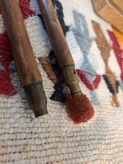 Two Antique 19th Cent Oak Wood and Threaded Brass End Rifle Barrel Cleaning Rods