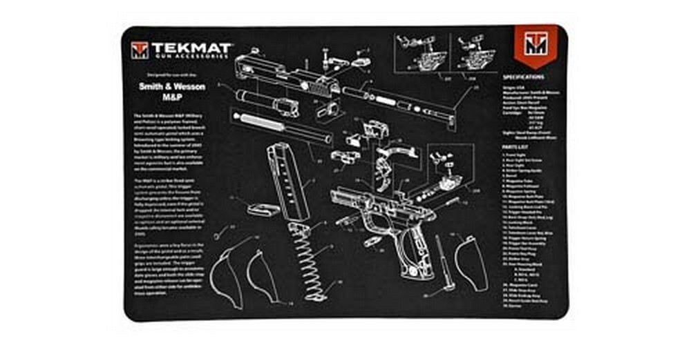 TekMat Smith & Wesson M&P 11″ x 17″ Black-Gray Rubber Gun Cleaning Mat-R17-SW-MP
