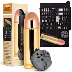 Deluxe Cleaning/Gunsmithing Kit – Aluminum Bullet-Shaped Storage Case, Brass …