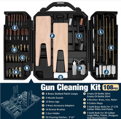 Universal Gun Cleaning Kit, All Calibers, Pistol Rifle Shotgun, Brass Rods