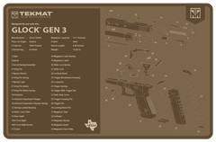 TekMat TEKR17GLOCKG3FDE Glk Gen 3 Cleaning Mat Flat Dark Earth Rubber 11″x17″ Gl