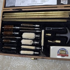 Barely Used Gunmaster Model # UGC 76W Universal Cleaning Kit in wood box