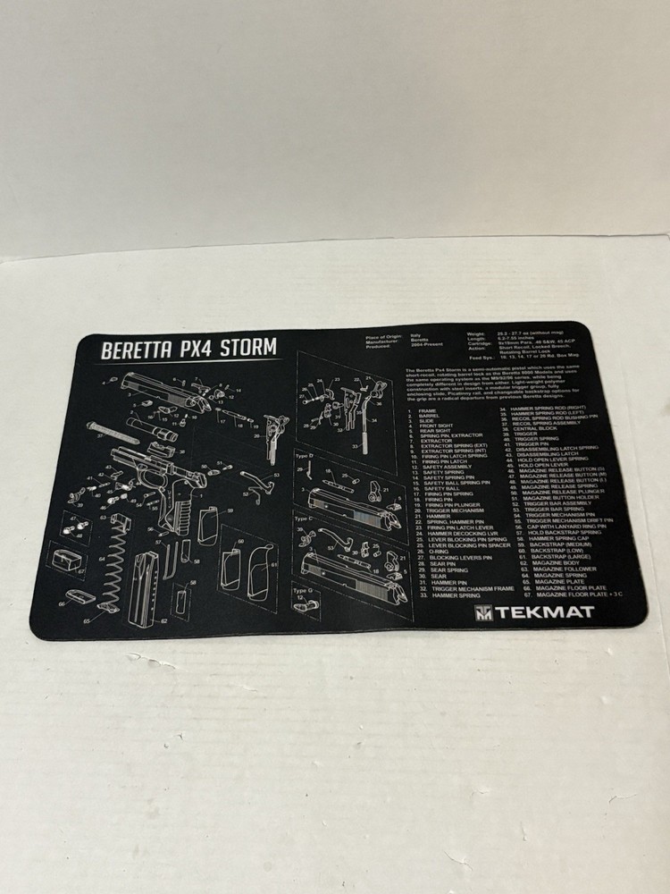 Illustrated Gun Cleaning and Repair Mat for Beretta, 11″ x 17″ Neoprene Rubber