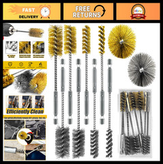 8 Pcs Bore Brush Set – Stainless Steel & Brass Cleaning Brushes for Drills, 1/4″