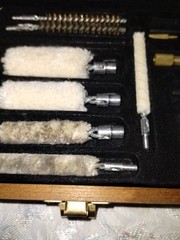 Universal Gun Cleaning Kit in Wooden Case – Mostly Complete, Used Condition