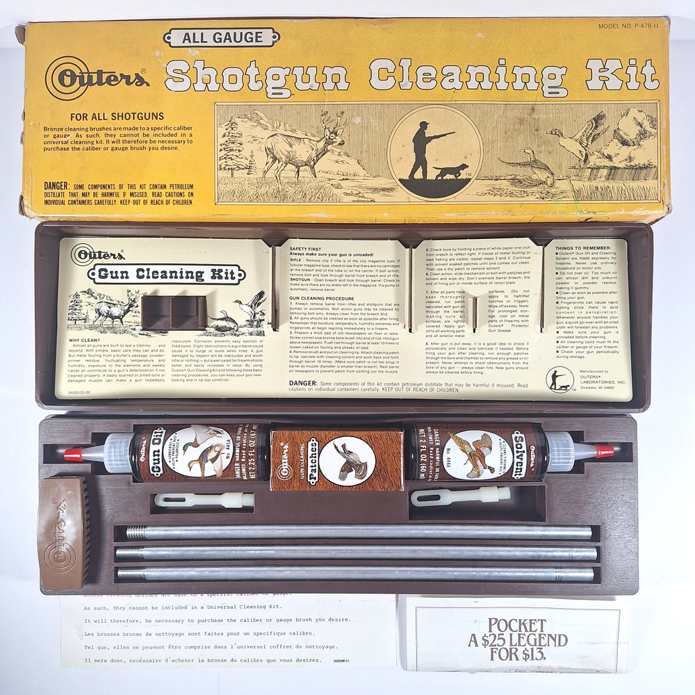 Vintage 1980s Outers Cleaning Kit for All Shotguns 12-.410 Gauge P-478-U w/ Box