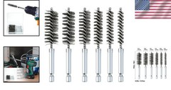 Durable Stainless Steel Bore Brush Set with 1/4″ Hex Shank – 6 Sizes Included