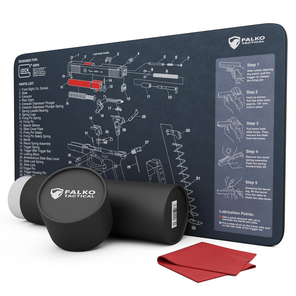 Cleaning Mat for Glock – Double Thickness Mat – Strip and Lube Diagram, Oil-R…