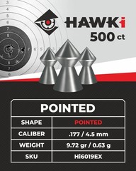 Hawki Airgun Pellets .177cal/4.5mm Caliber (9.72gr/0.63 g) .177, .177 cal.
