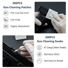 Gun Cleaning Supplies Box – Gun Cleaning Patches and Long Cotton Swabs,6″ Poi…