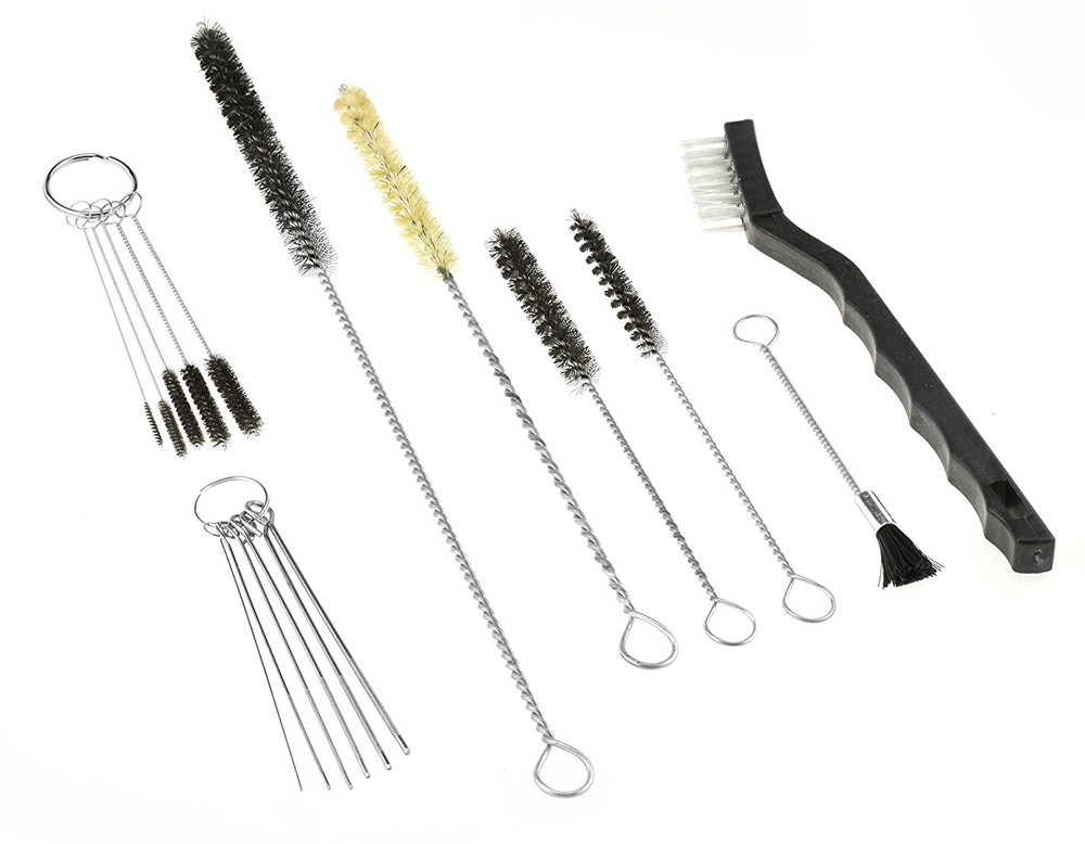 Spray Gun Rifle Pistol Cleaning Brush Set Black White Nylon Tube Nozzles 17PC