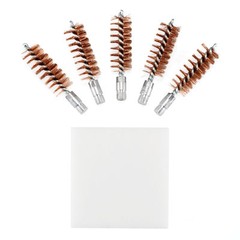 5 X Bronze Bristle Bore Cleaning Brush .20 Gauge 5/16-27 Thread with 50 Patches