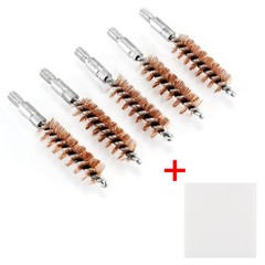 5PCS Bronze Bristle Bore Cleaning Brush .357cal 8×32 Thread with 50 Patches