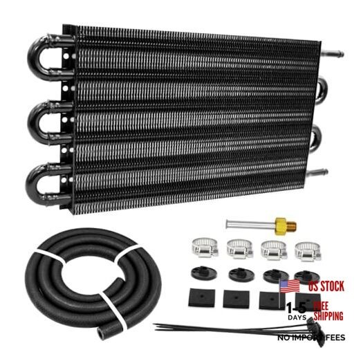 6 Pass Ultra-Cool Tube and Fin Transmission Cooler Universal 5/16″ 6-pass Black