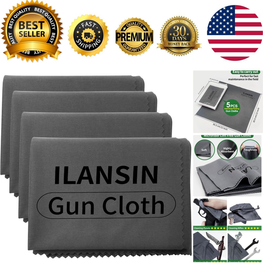 Durable 4 Pack Microfiber Gun Wipes – Individually Packaged for Convenience