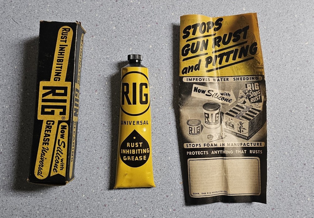 Vintage NOS RIG Products Company Rust Inhibiting Firearm Grease