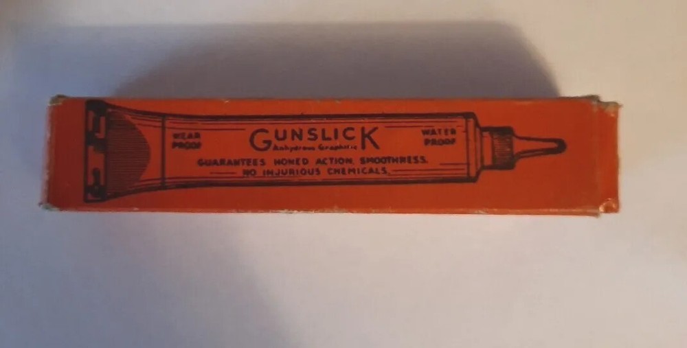 Vintage Gunslick Lubricant Tube w/ Box – USED 7/8 X 4 1/8 X 7/8″
