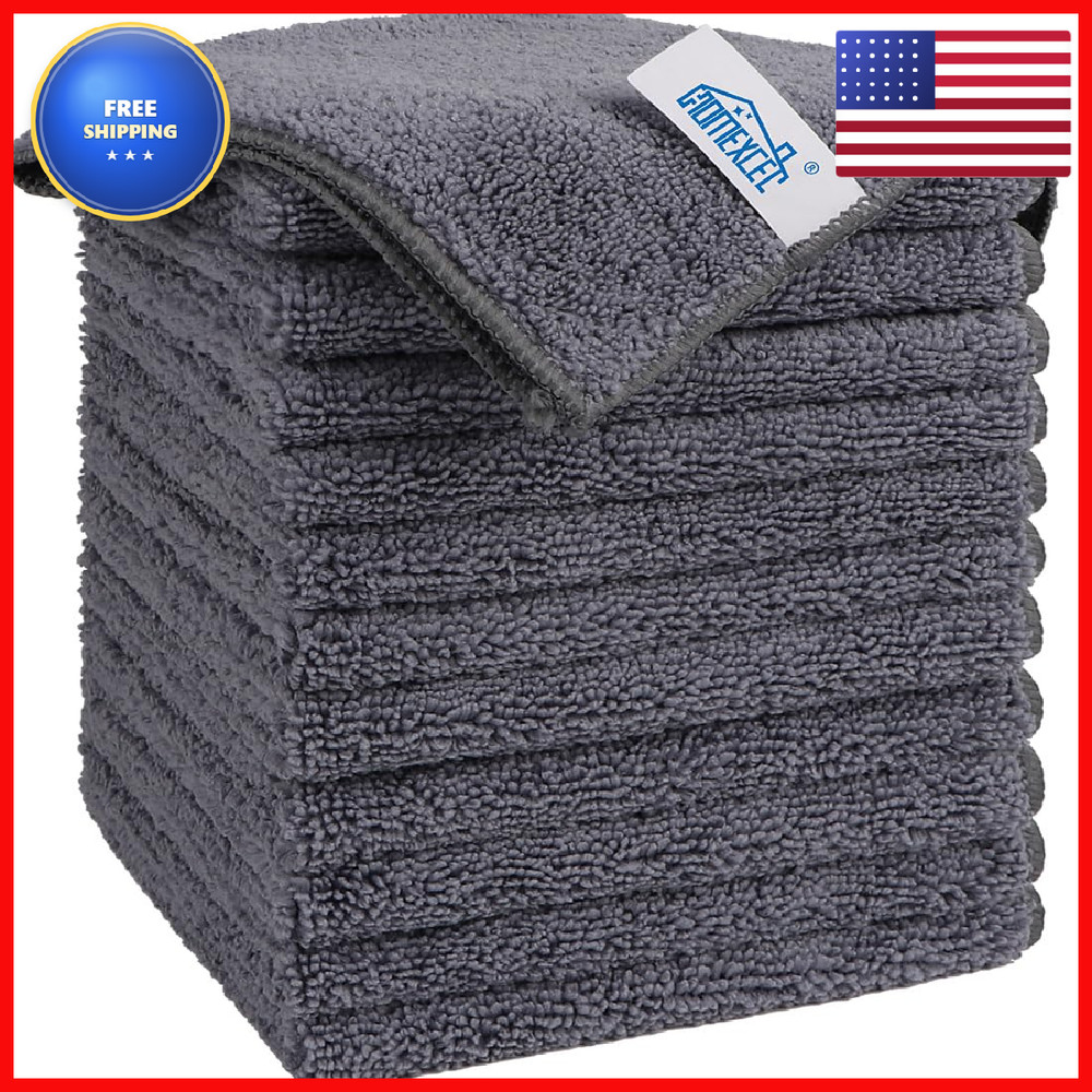 Homexcel Grey Microfiber Cleaning Cloth 12 Pack Premium Microfiber Towels For