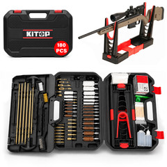 Universal Gun Cleaning Kit 180 PCS with Folding Stand Case for Rifle Pistols