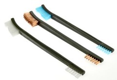 3pc , 7″ Double Ended Cleaning Brush Set, Contains 1 Each Plastic, Nylon & Coppe