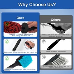 4 Pack Wheel Tire Cleaning Brush Kit Cars Motorcycles RVs Trucks Rim Hub Ultr…